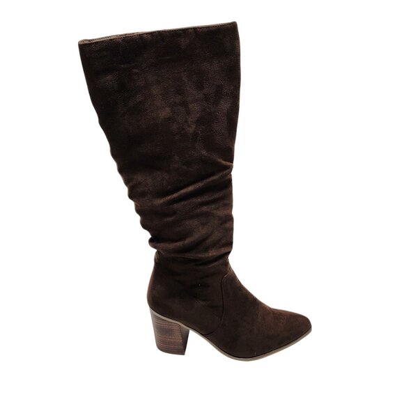 Womens Mid-Calf Brown Suede Block Heel Boots Size 9 With Side Zipper target - Picture 10 of 10